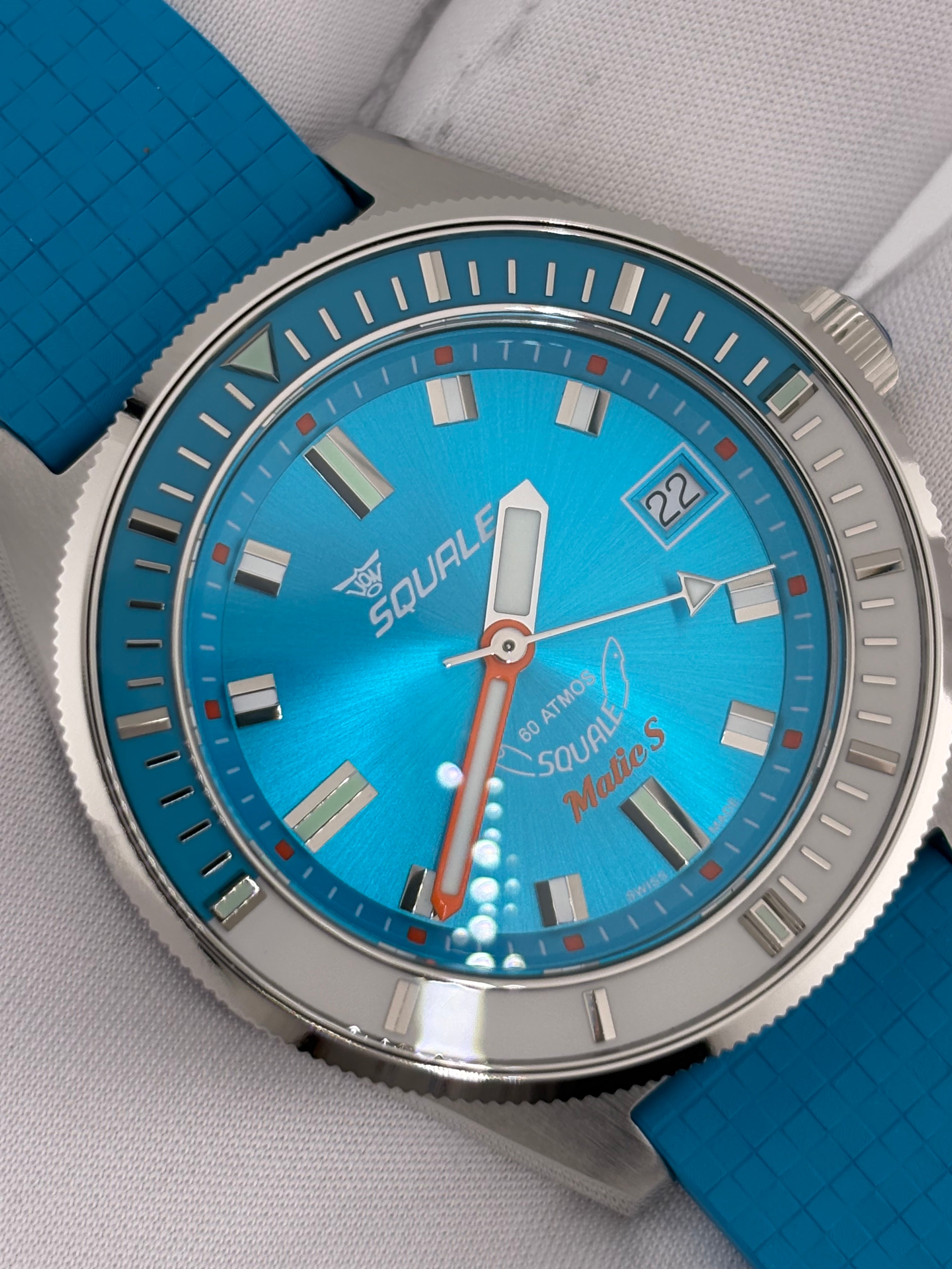 Squale Squalematic S 39mm – Aqua Blue Dial | Brand New | Full Set