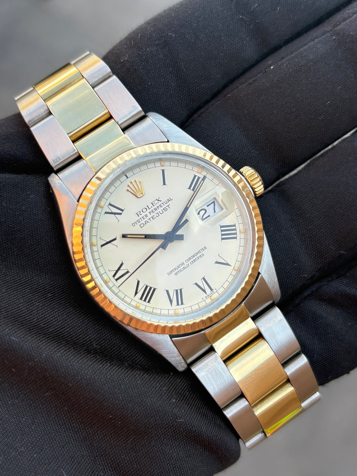 Rolex Datejust 16013 36mm “Buckley Dial” – 18ct Gold & Steel – Box – c.1982