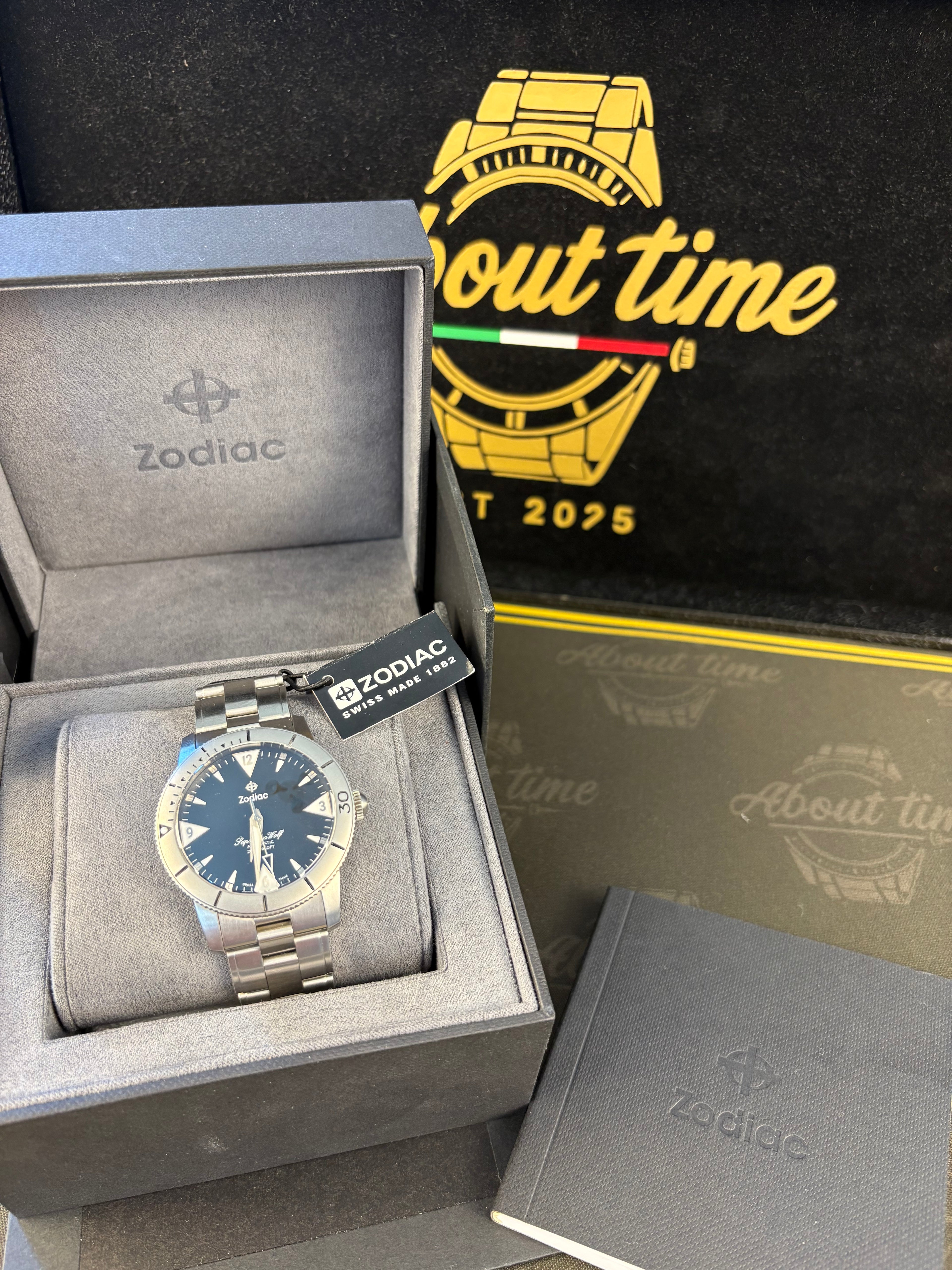Zodiac Super Sea Wolf ZO9215 Automatic 39mm Full Set Box & Papers
